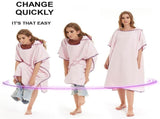 Pink Hooded Microfiber Surf Poncho, Adult Changing Towel for Beach, Pool and Swimming V1188-MS-731-093