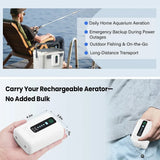 Aquarium Oxygen Pump Black USB Rechargeable Air Pump for Fish Tanks and Bait Buckets with 2 Outlets V178-59153