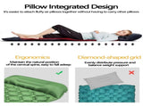 2pc Ultralight Inflatable Camping Sleeping Mat with Integrated Pillow - Waterproof 40D Nylon V888-ELOSUNG35942