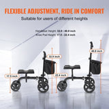 Folding Knee Scooter, Carbon Steel Steerable Knee Walker with Height-Adjustable Handlebar & Knee V952-XGZXQQ10H8SXT3HJ5V0