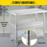 Stainless Steel Prep Table, 1520x450x855 mm Commercial Stainless Steel Table, 2 Adjustable V952-BXGSCDJ6014INTM79V0