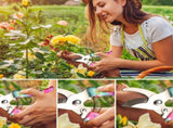 10 Pieces Gardening Tools with Purple Floral Print, Ergonomic Handle Trowel Rake Weeder Pruner V1370-AZ4-02696