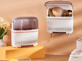 Kitchen Hanging Rack Rustproof Waterproof Compartmental Storage Cutlery Drainer with Cover Moonlight V1294-YM0717-3118220192611