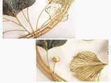 3D Handmade Metal Art Decor,Golden Ginkgo Leaves Metal Decor with Frame, Gold Metal Art V1338-MN-AU-GS1630A