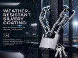 Security Chain Lock, 31 inch Heavy Duty 8mm Thick Chain and Lock, Galvanized Anti-Rust and V1192-AZ-W-17919