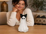 Halloween Ghost Decoration, Cute 10inch Resin Ghost Figurine With Bow, Friendly Tabletop Ornament V1366-AZ2-W-13170
