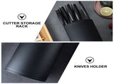 1Pc Practical Cutter Holder Black Plastic Storage Stand for Kitchen Tool Organization V1366-AZ2-W-21842