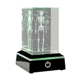 3D Laser Engraved Human Skeletal Crystal Cube Figurines, A V1192-AZ-W-28688