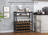 CARLA HOME Large Rack with Glass Holder, Metal Designed Bottle Holder and Wood Countertop up to V178-36268