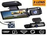 Super Memory Triple Cam Dash Cam! 32GB storage 1080P HD triple lens, 170&deg panoramic coverage of V1106-XCJLY1080P001