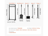 Fireplace Tool Set, 5 PCS Fire Tool Set and Holder with Square-Frame Stand, Tongs, Ash Shovel, V952-BLGJTJ5JTFKGGFSK1001V0