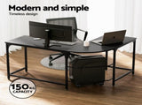 Artiss Computer Desk L-Shape CPU Stand Black 147CM MET-DESK-L-003-BK