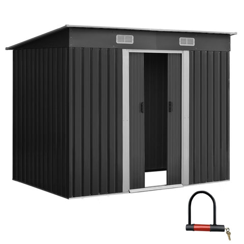 Giantz Garden Shed 2.38x1.31M Sheds Outdoor Storage Tool Metal Workshop Shelter Sliding Door SHED-FLAT-4X8-ABC