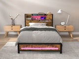 Levede Single Bed Frame Storage Headboard Industrial BF1066-S