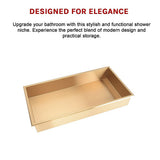 641 x 336 x 101mm Shower Niche Single Shelf Organizer No Tile Needed in Gold V63-905661