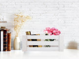 Decorative White Wooden Crate Rustic Home Storage Multi-Function Living Room V1369-AZ3-W-10664