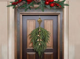2 Pcs Norfolk Pine Christmas Swag with Bell,23.6inch Norfolk Pine Teardrop Swag,Christmas Teardrop V1366-AZ2-W-24911