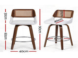 Artiss Wooden Bar Stools Set of 4 Swivel Kitchen Counter Stool Chair 60cm Seat Height BA-B-0369-RAT-WHX4