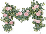 2 Pack 13FT Flower Garland, Artificial Rose Vine Fake Flower Garland Silk Rose Peony Hanging Vine V1258-DP02-WO-519