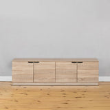 BUCHAREST TV UNIT- NATURAL OAK - FLUTED - PULL BLACK V164-ECS12SF03B