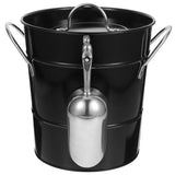 7.5L Black Galvanized Iron Storage Bucket with Lid, Smooth Edge and Scratch Resistant Design V1369-AZ3-W-20914