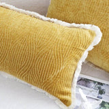 SOGA 35cm Throw Pillow Turmeric Yellow Aesthetic Chenille Texture for Home Decor FRENCHCUSHION314