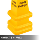 6 Pack Floor Cone, 66.04cm Wet Floor Sign, Yellow Caution Wet Floor Signs 4 Sided, Public V952-JSZ6PCSLSFHBZ0001V0