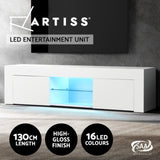 Artiss Entertainment Unit TV Cabinet LED 130cm White Angus FURNI-L-LED-TV01-WH