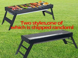 Portable foldable barbecue grill with adjustable height and built-in side rack - heavy-duty metal V1102-HELZ-002