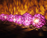 1 Set of Pink 5cm Rattan Cane 50 Ball Battery Powered LONG 5m String Lights Christmas Gift Home V382-PINKRATTBALLBATT50