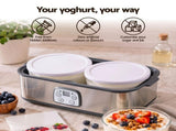 Devanti Greek Yoghurt Maker Machine 2x960ml Large Tubs Temp Control Grey YMK-2X32OZ-GR