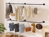 Artiss Clothes Rack Garment Rail Metal Industrial Pipe Wall Mounted 2 Pack HANGER-B-02-RAIL-BKX2