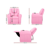 Keezi Kids Recliner Chair PU Leather Sofa Lounge Couch Children Armchair Pink KID-RECLINER-PK