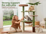 i.Pet Cat Tree Tower 152cm Jungle Multi-Level Scratching Post Leafy Canopy PET-CAT-L152-CT-GNBR