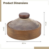 Wooden Snack Box with Glass Lid, 4-Compartment Snack Serving Tray, Divided Acacia Wood Candy Nut V1369-AZ3-W-08850
