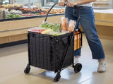 Shopping Cart, Folding Grocery Utility Cart with Dual Baskets, Waterproof Liner & Wheels, 45 KG V952-XYC2ZDSTCSJSJVKLW001V0