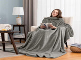 Dark Grey 180 x 120CM Extra Large Wearable Wrap Blanket with Sleeves and Large Pocket, Cozy V888-ELOSUNG52500