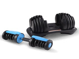 Powertrain 24kg Adjustable Dumbbell Home Gym Exercise Weights Free Workout Blue DMB-BF1-024-1-BU