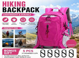 Rose Red Hiking Backpack with 5 Carabiners Included Lightweight Waterproof Outdoor Daypack for Men V888-ELOSUNG54675