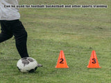 Set of 15 Plastic Numbered Soccer Training Cones - Soft Markers for Football Practice and Drills V1366-AZ2-W-21483