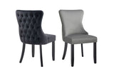 Paris Dark Grey Velvet and black Rubberwood Upholstered Dining Chairs Tufted Back -Set of 2 V292-DC-PARIS-DGREY-BLACK
