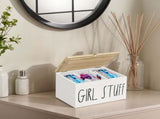 Bathroom Tampon Organizer with Lid Feminine Hygiene Storage Case for Pads & Tampons Compact & V1369-AZ3-W-15056