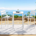 Gardeon Outdoor Bar Set Stools 3-Piece Dining Chairs Table Patio Aluminium Bistro Set ODF-BARSET-WH-3SET-AB