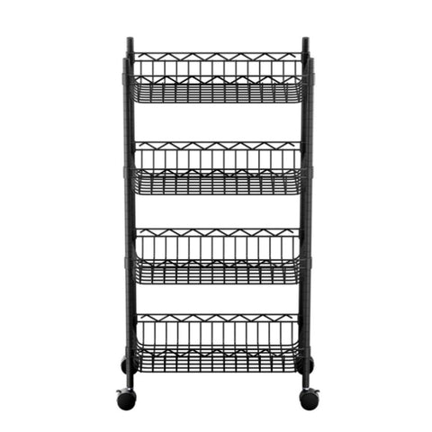 Artiss 4-Tier Shelving Unit Adjustable Garage Storage Kitchen Rack With Wheels SU-45X90-ROLL-BK