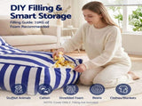 Artiss Outdoor Bean Bag Chair Cover Splash-Proof Beanbag Lounge Sofacover Stuffed Animal BD-COVER-LOUNGE-BLWH