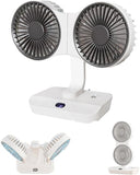 Dual-Head Auto-Oscillating Desktop Fan for Office & Bedroom, USB Rechargeable Portable Cooling with V1107-CS-SMYTFS