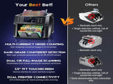Dual CIS Money Counter with Counterfeit Detection, Mixed Value Bill Counter, 14 Currency Cash V1181-OF012