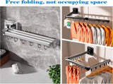 Wall Mounted Clothes Drying Rack, Indoor And Outdoor Foldable Clothes Dryer, Aluminum - Silver V1188-MS-227-2170