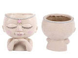 Face Flower Pot Head Planter Pot Succulent Planter Cute Resin Cactus Planter with Closed Eyes Indoor V1294-YM0710-3111230269011