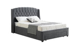 Paris Tall Tufted Velvet Dark Grey Bed with Storage Drawer - Queen V292-BED-PARIS-QUEEN-GREY